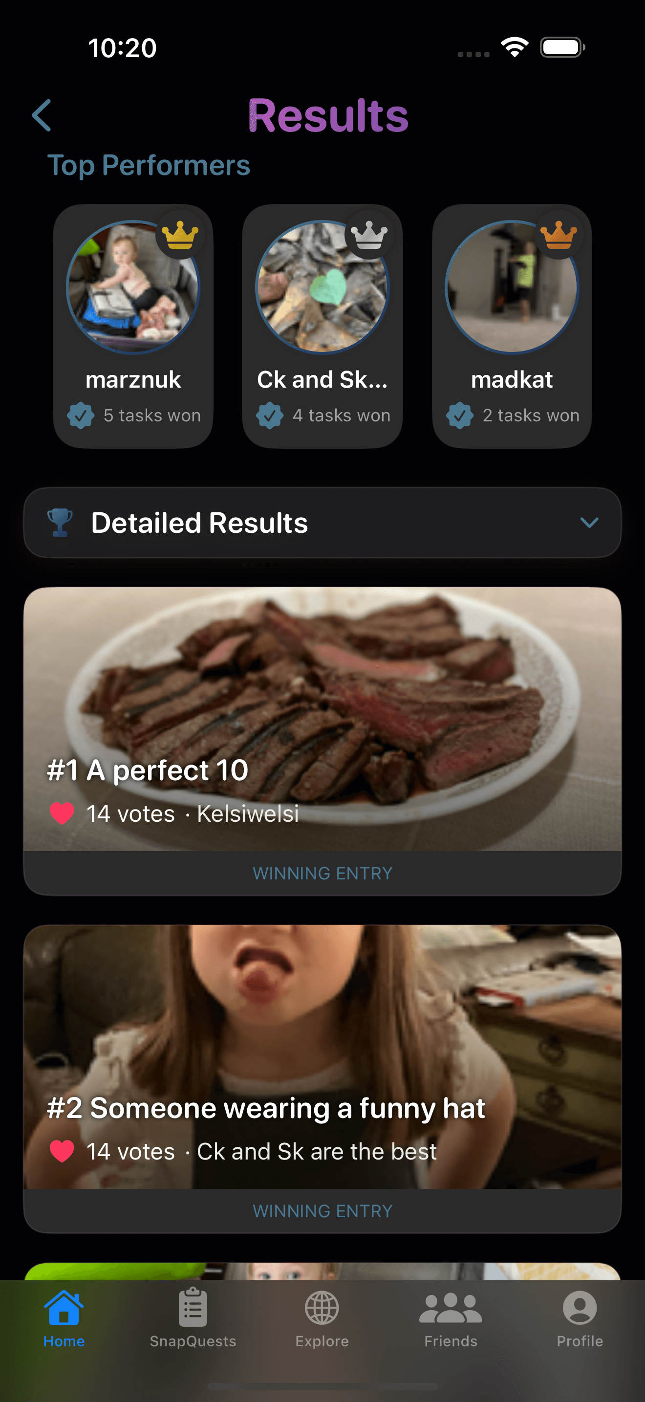 SnapQuest Results Screen