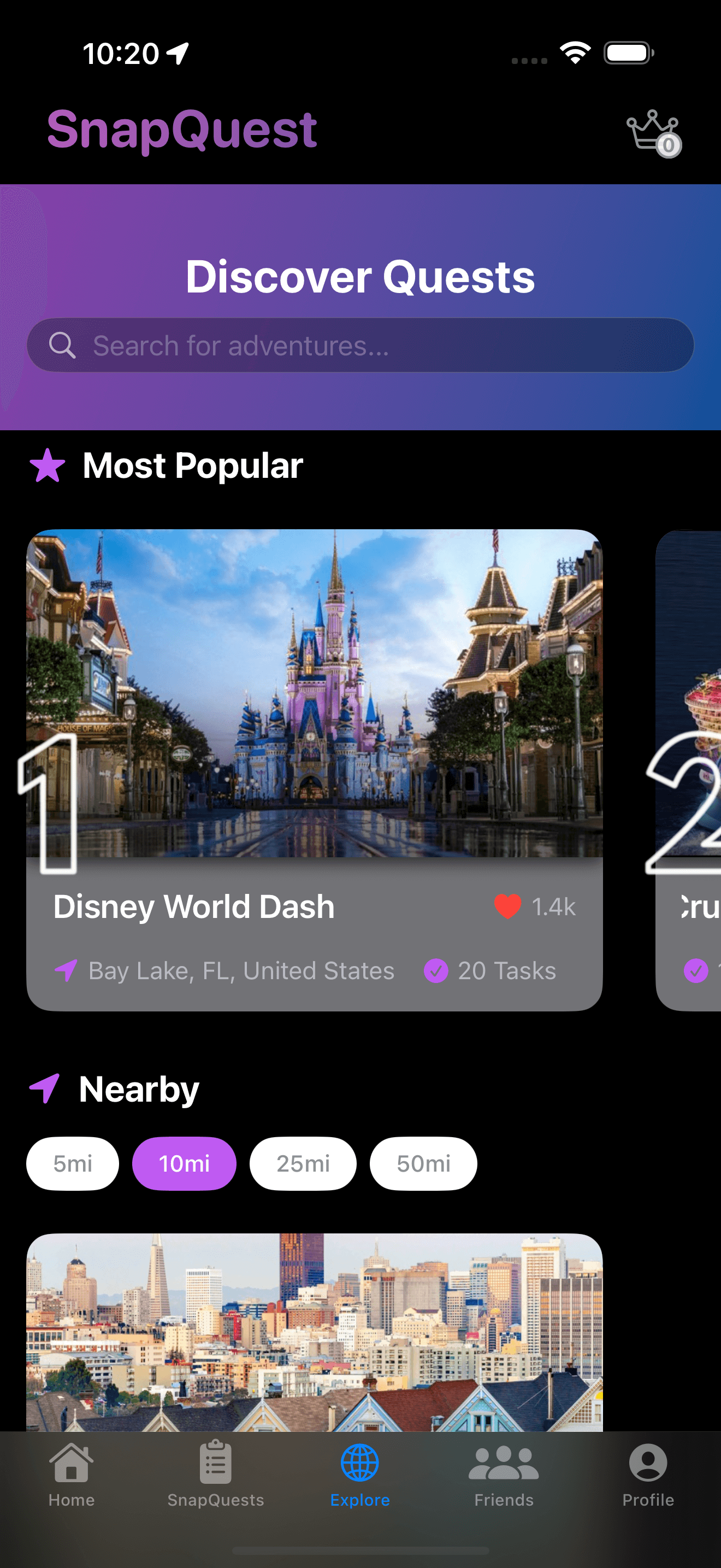 SnapQuest Discover Screen